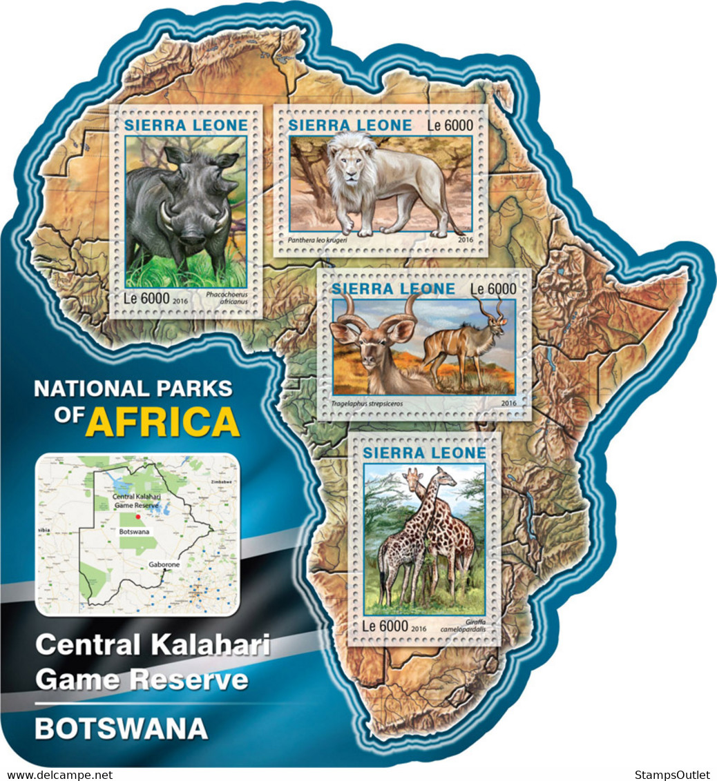 2016 SIERRA LEONE MNH  RESERVE BOTSWANA   Yvert&Tellier Code: 5981-5984  |  Michel Code: 7218-7221  |  Scott Code: 3764 - Sierra Leone (1961-...)