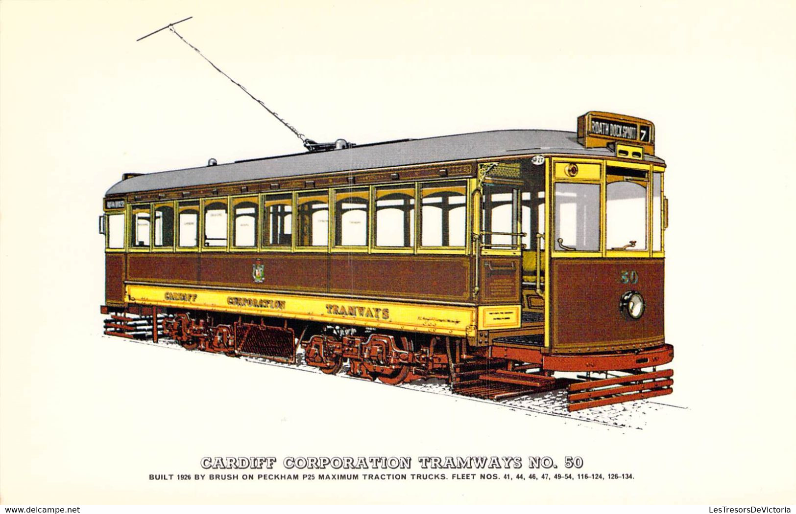 CPA Thème - Illustration - Transport - Cardiff Corporation Tramways No. 50 - Fine Art Lithograph - Prescott Pickup & Co. - Kabelbanen