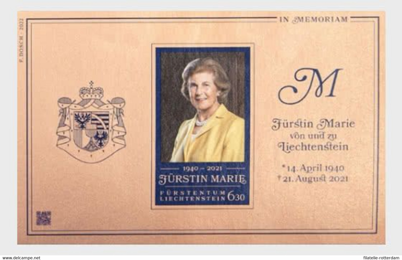 Liechtenstein - Postfris / MNH - Cryptostamp, In Memoriam Prinses Marie 2022 - Ongebruikt