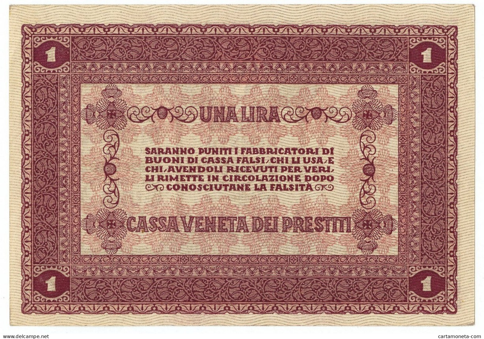 1 LIRA CASSA VENETA DEI PRESTITI OCCUPAZIONE AUSTRIACA 02/01/1918 SUP - Ocupación Austriaca De Venecia