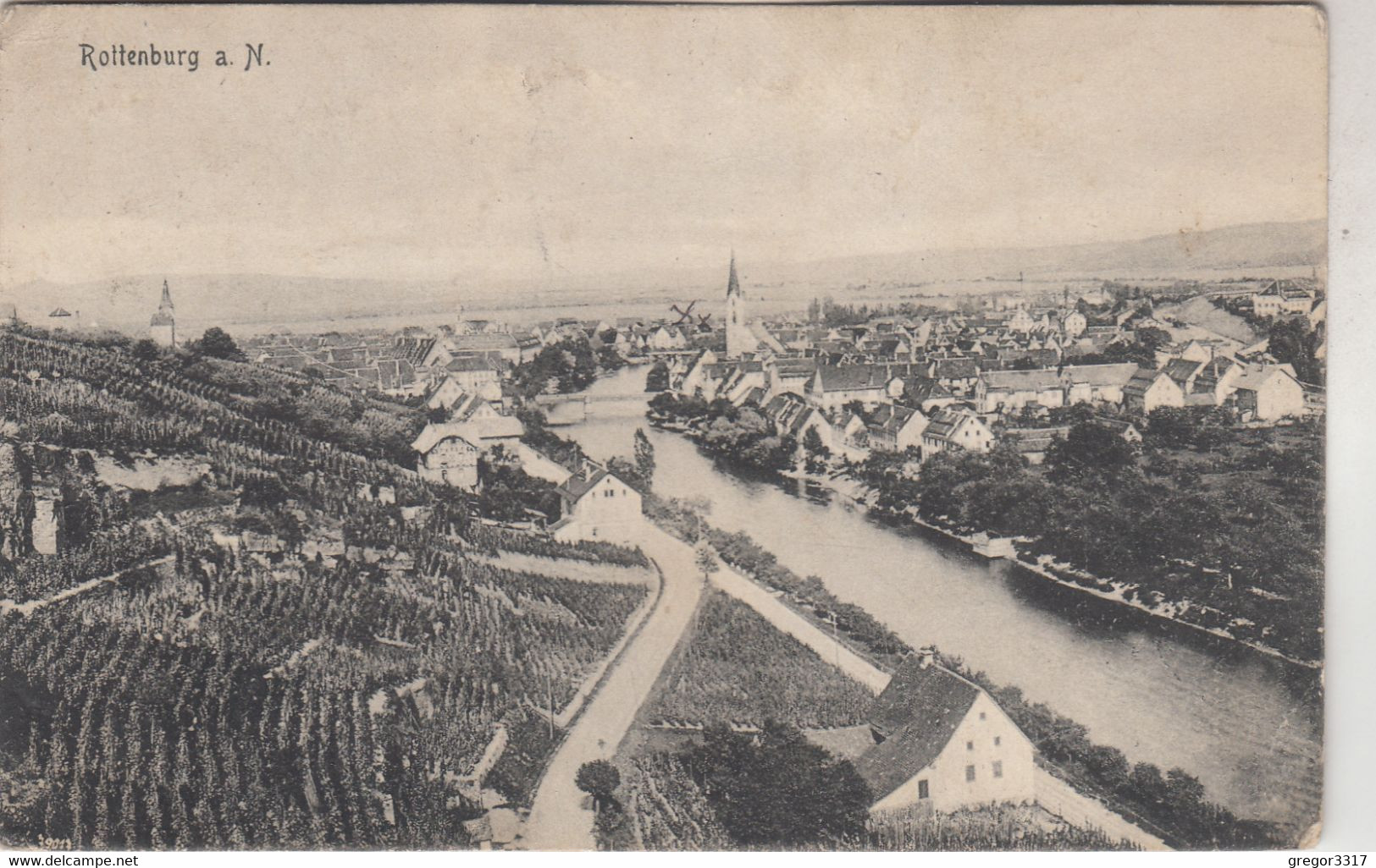 C1436) ROTTENBURG A. N. - Straße Fluss Haus ALT 1919 - Rottenburg