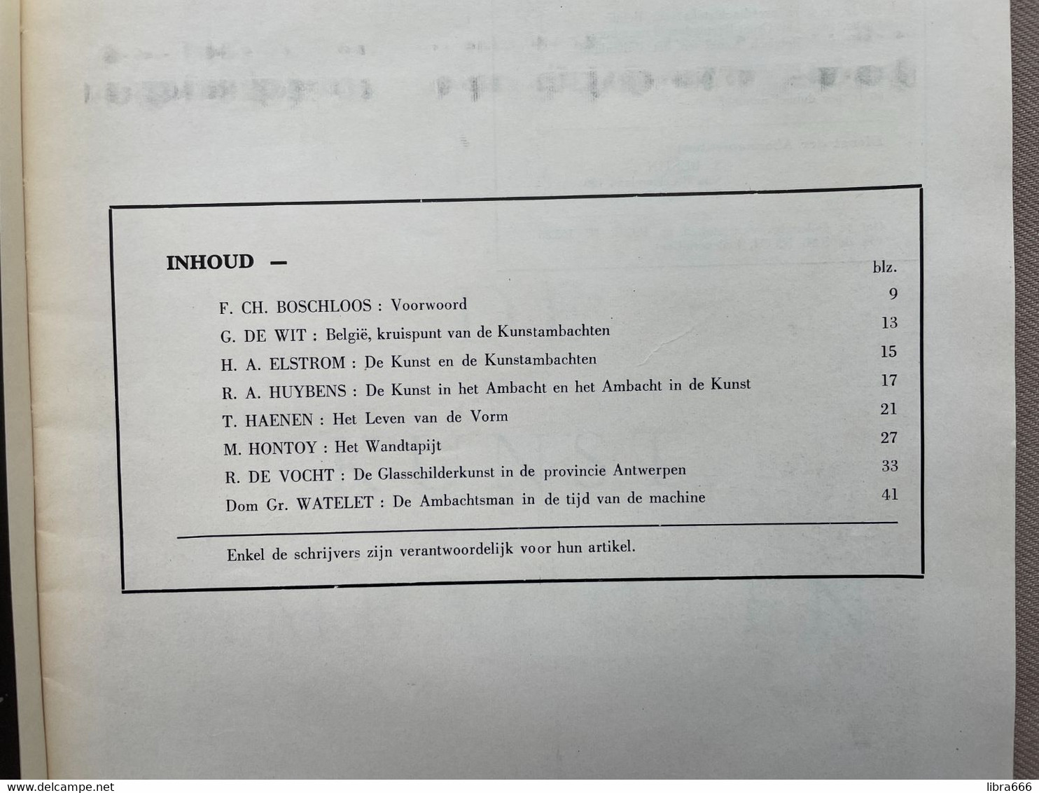 TIJDSCHRIFT van de MIDDENSTAND VAN BELGIË - DE KUNSTAMBACHTEN - 3delig 1958 - 158 blz. met omslag 29.5 x 21.5 cm.