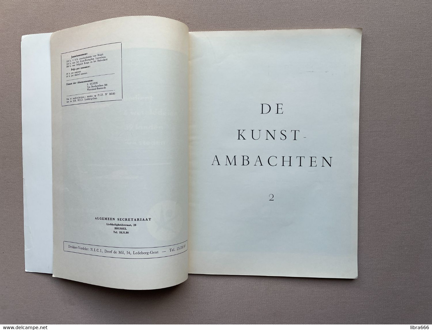 TIJDSCHRIFT van de MIDDENSTAND VAN BELGIË - DE KUNSTAMBACHTEN - 3delig 1958 - 158 blz. met omslag 29.5 x 21.5 cm.