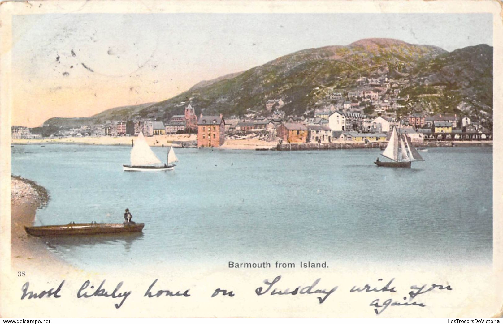 CPA Islande - Barmouth From Island - Colorisée - Illustration - Oblitérée Barmouth 1903 - Cachet - Cadre - Bateau - Islande