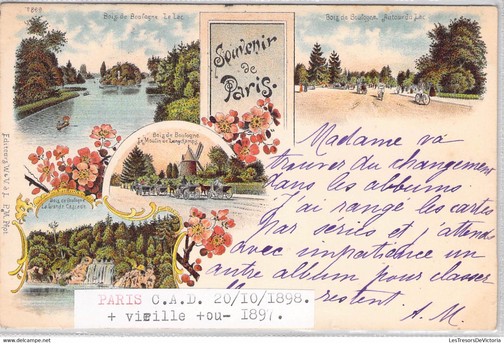 CPA France - 75 - Paris - Souvenir De Paris - Bois De Boulogne - Dos Non Divisé - Oblitérée Evreux 1898 - Colorisée - Sonstige Sehenswürdigkeiten