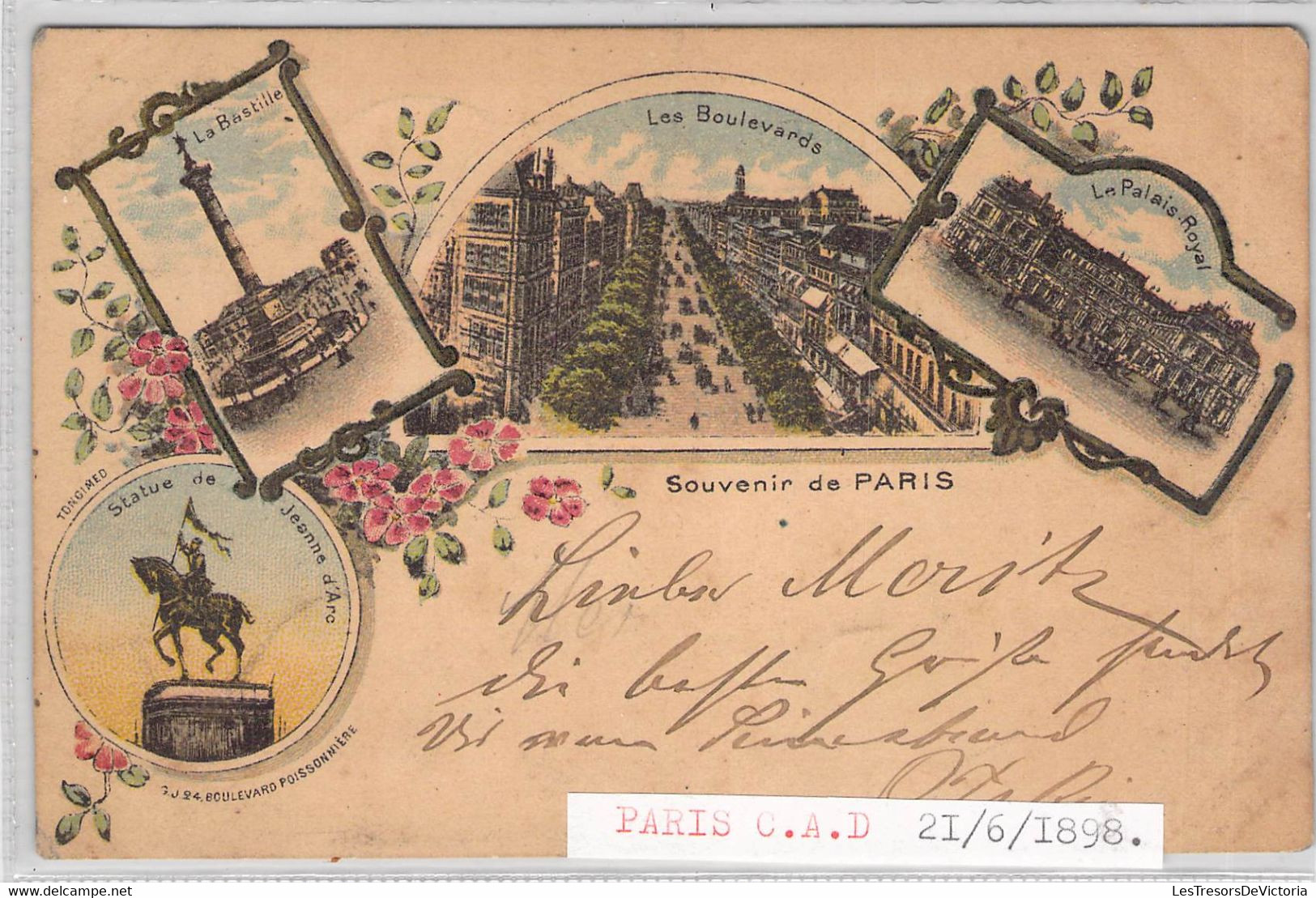 CPA France - Paris - Souvenir De Paris - La Bastille - Tongimed - Dos Non Divisé - Oblitérée Paris Et Bruxelles 1897 - Autres Monuments, édifices