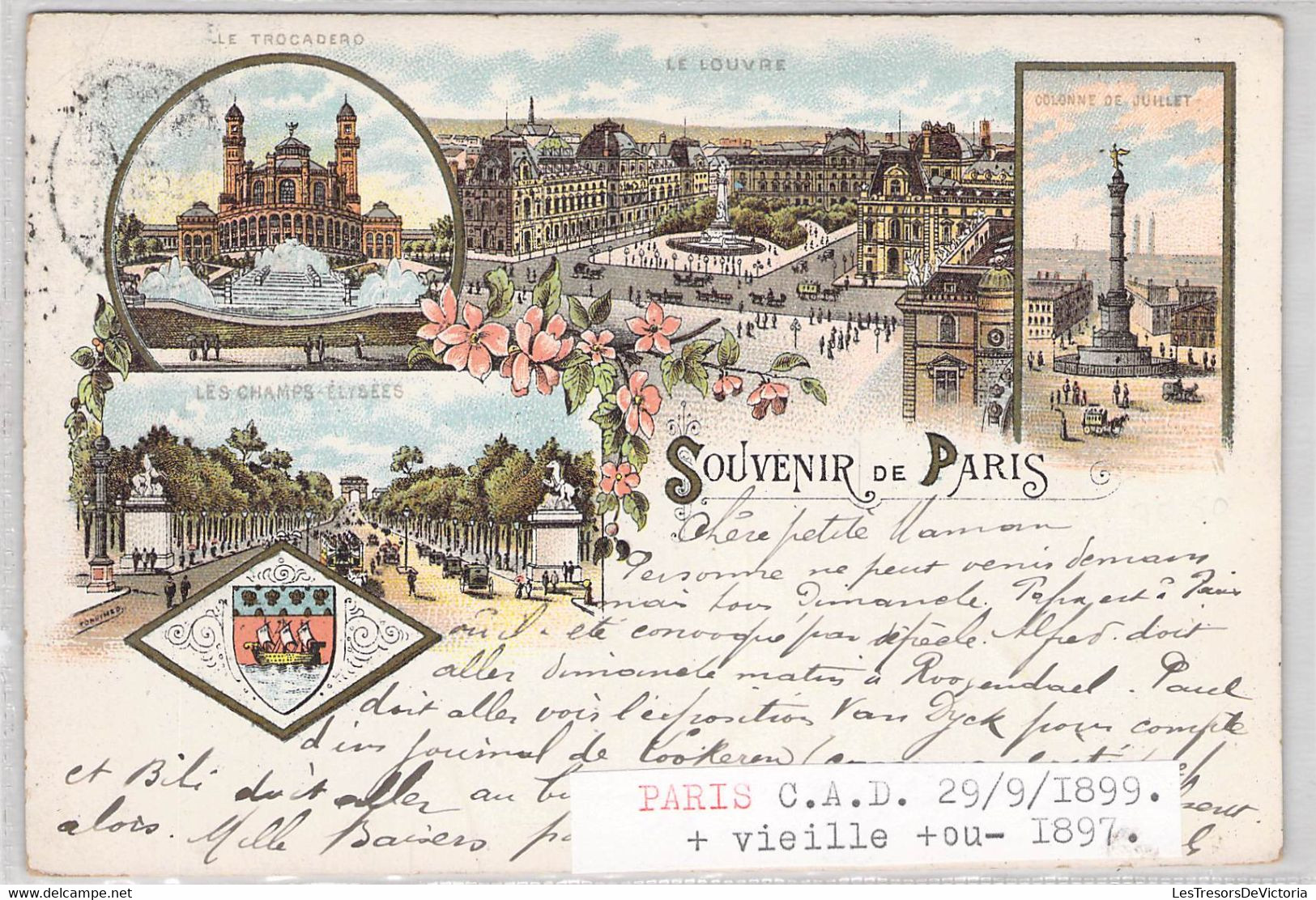 CPA France - Paris - Souvenir De Paris - Le Trocadero - Colorisée - Oblitérée Anvers Et Ginneven 1899 - Dos Non Divisé - Autres Monuments, édifices