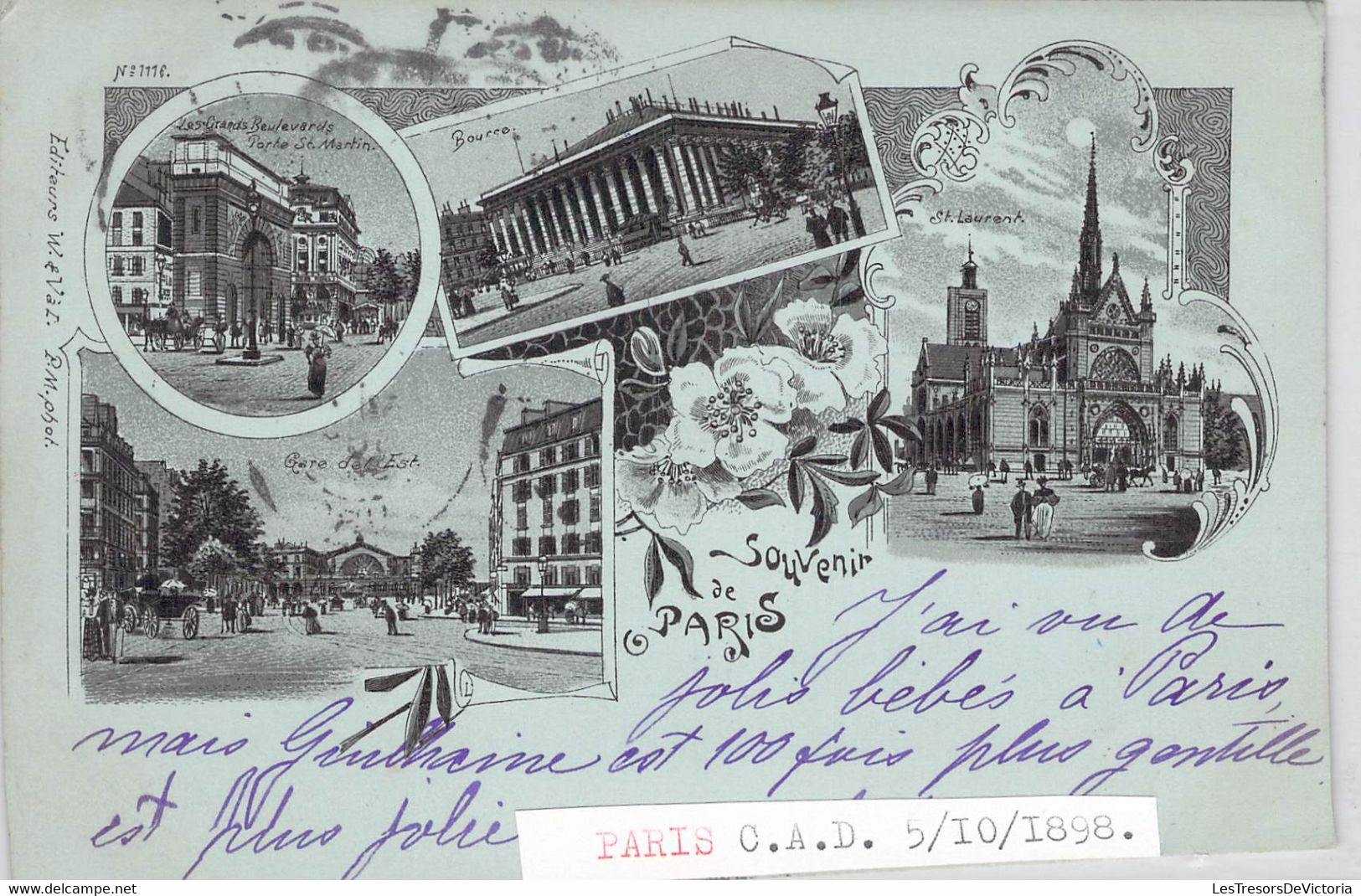 CPA France - Paris - Souvenir De Paris - Editeurs W. & Val - P. M. Phot. - Dos Non Divisé - Oblitérée Evreux 1898 - Autres Monuments, édifices