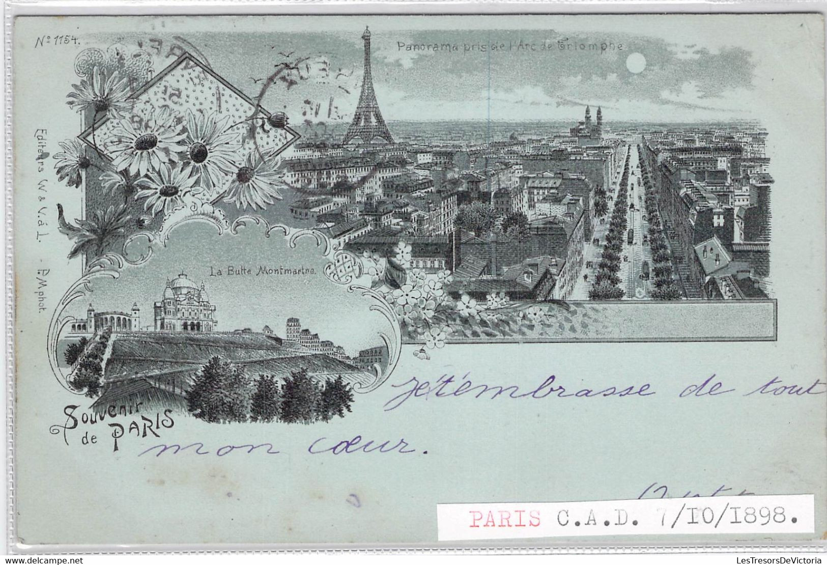 CPA France - Paris - Souvenir De Paris - Editeurs W. & Val - P. M. Phot. - Dos Non Divisé - Oblitérée Evreux 1898 - Autres Monuments, édifices