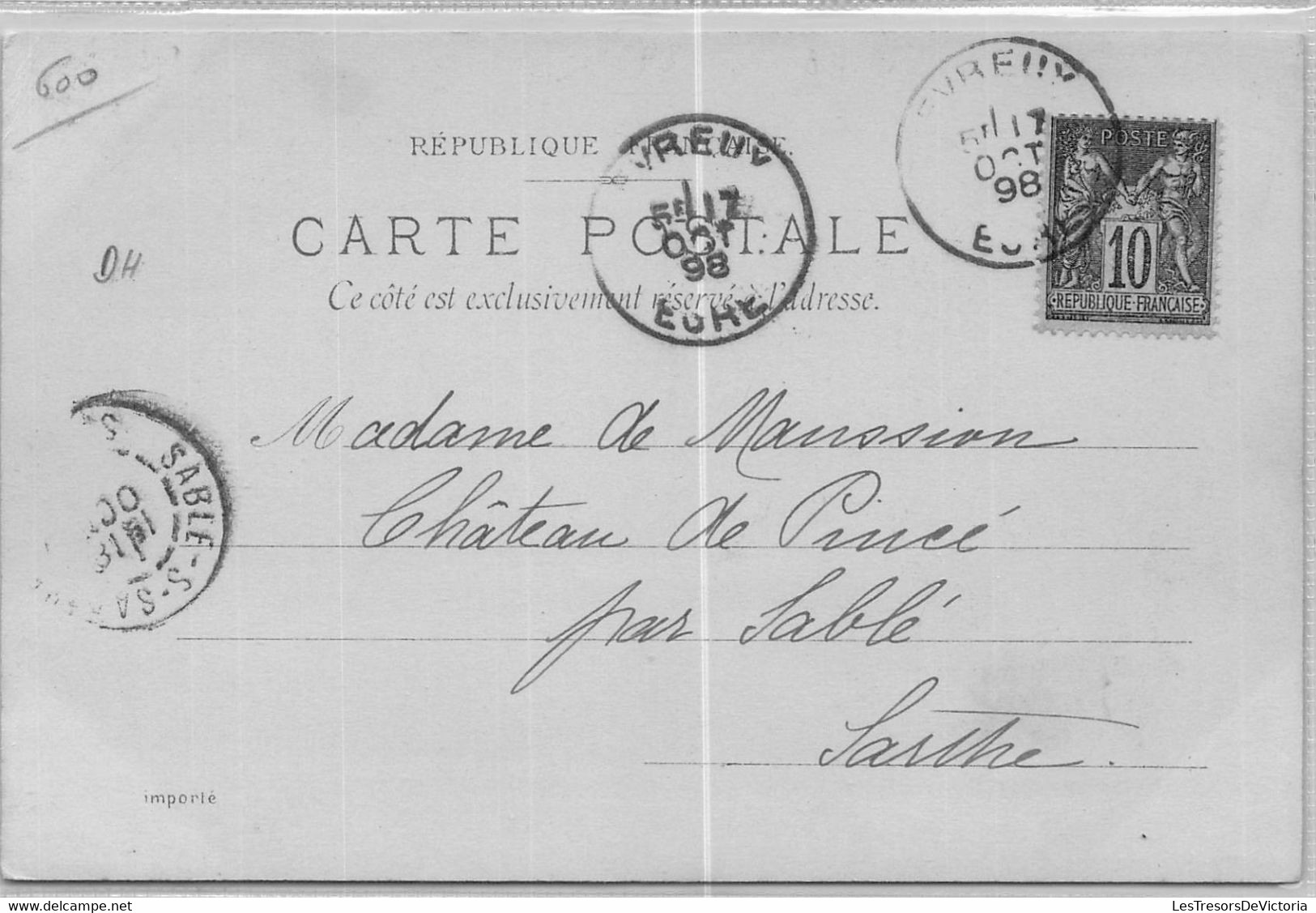 CPA France - Paris - Souvenir De Paris - Editeurs W. & Val - P. M. Phot. - Dos Non Divisé - Oblitérée Evreux 1898 - Autres Monuments, édifices