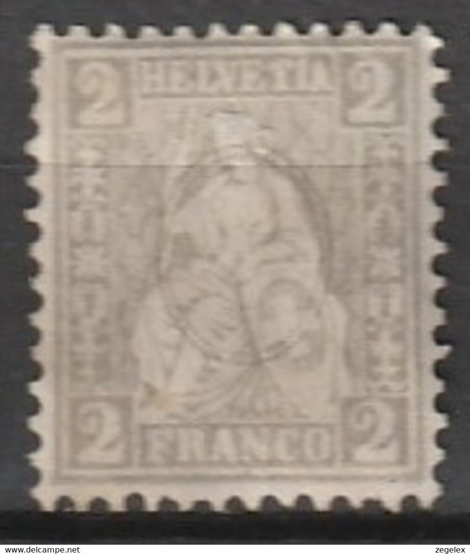 Suisse 1862 2c. Gris Yv. 33  MiNr. 20 MNG Sans Gomme (Cat 110,-) - Unused Stamps
