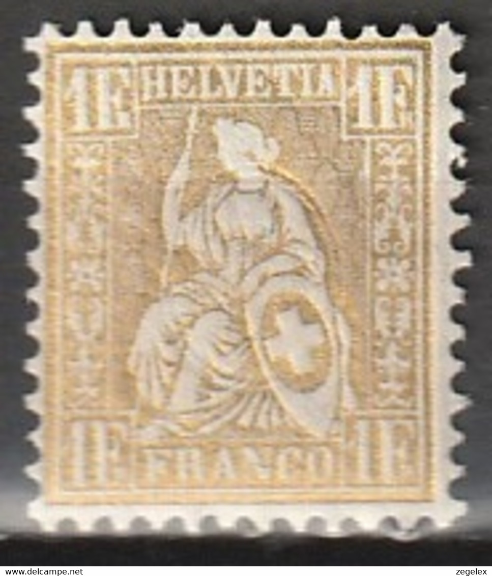 Suisse 1881 1 Fr. Fils De Soie Yv. 57 MLH* Ongestempeld  MiNr. 44 - Nuovi