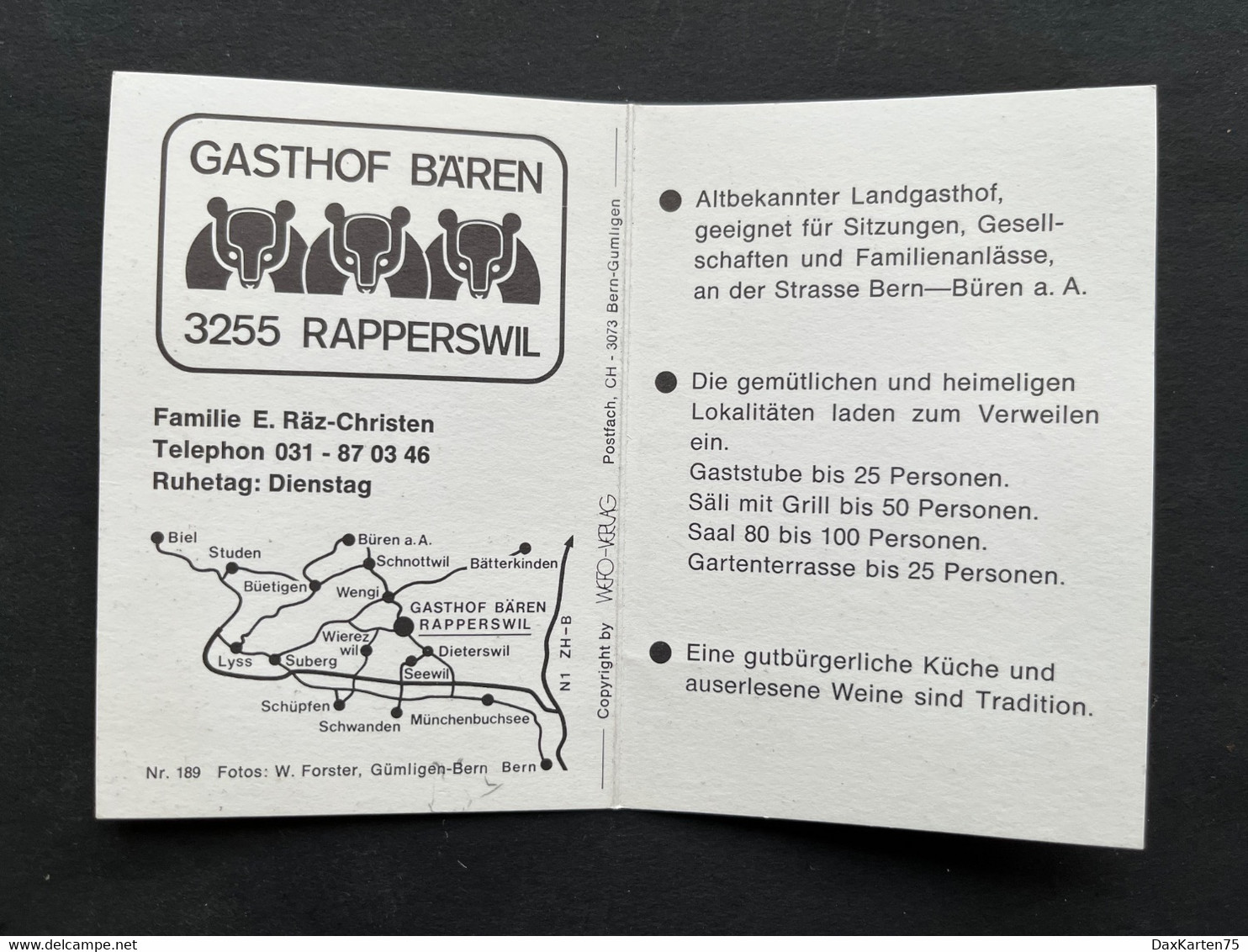 Rapperswil BE Gasthaus Bären/ 2 Bild/ Faltkarte - Rapperswil