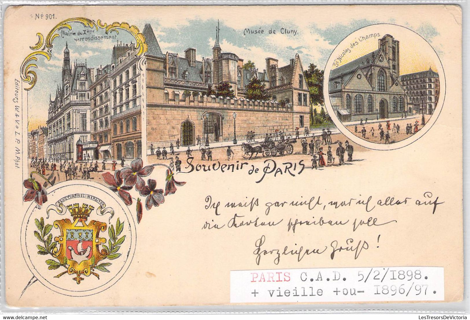 CPA France - Souvenir De Paris - Musée De Cluny - Edit. W. & Val - P. M. Phot. - Dos Non Divisé - Oblitérée Paris 1898 - Autres & Non Classés