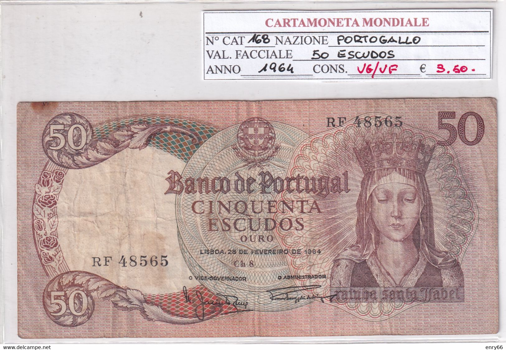 PORTOGALLO 50 ESCUDOS 1964 P 168 - Portugal