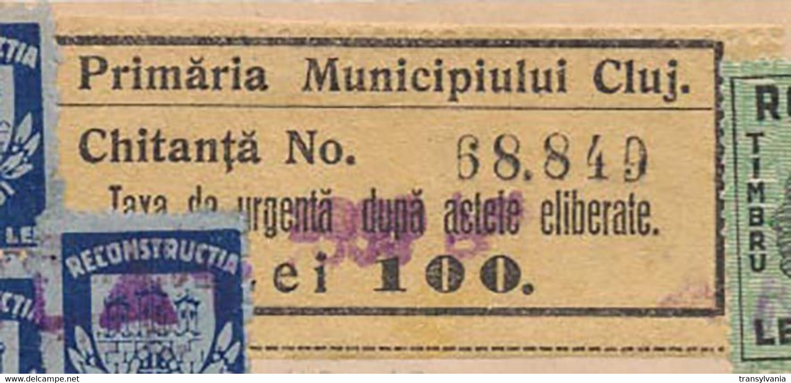 Romania February 1947 Certificate Of Cluj Mayoralty With 6 Municipal Revenue Stamps One Double Overprinted For Inflation - Fiscaux