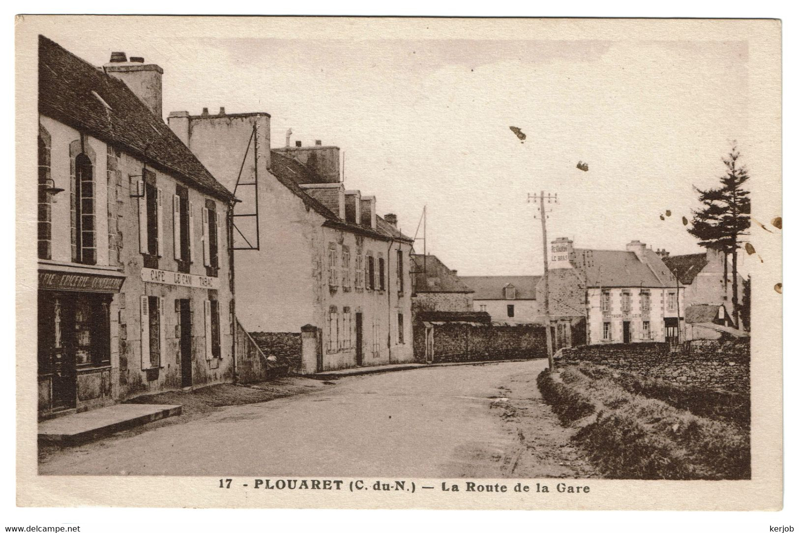 Cpa Plouaret La Route De La Gare Sépia - Plouaret