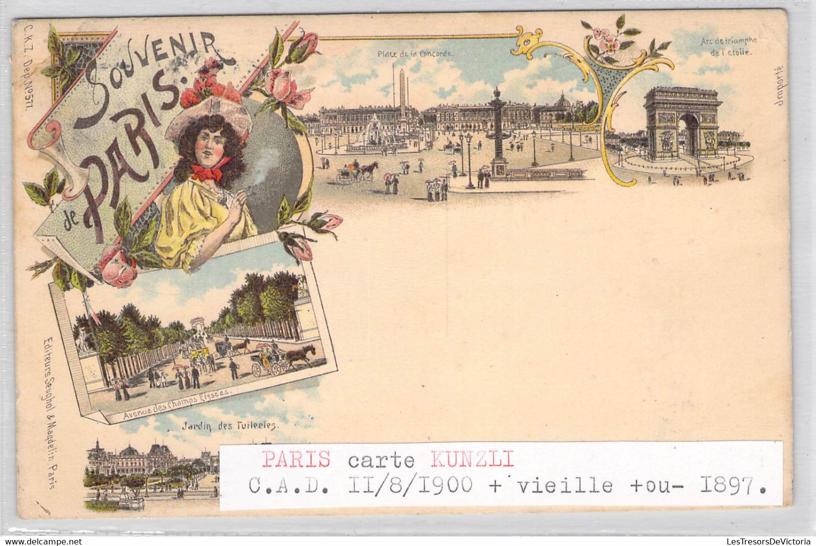 CPA France- Souvenir De Paris - Editeurs Seughol & Magdelin - Dos Non Divisé - Oblitérée Paris 1900 - Place Concorde - Autres & Non Classés