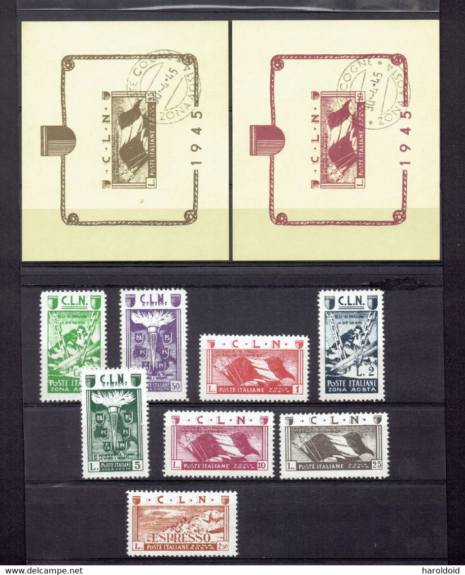 ITALIE - TIMBRES DE LIBERATION AOSTE 1945 - SERIE XX MNH + BLOCS OB - Comité De Libération Nationale (CLN)