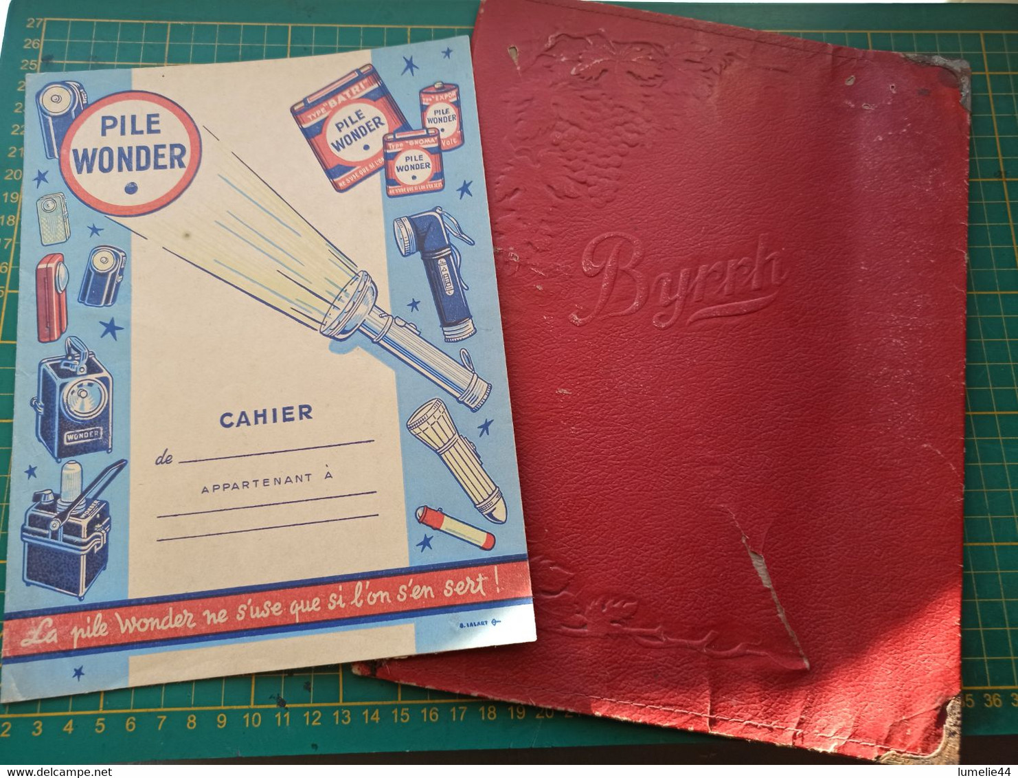 Lot protège cahier pile wonder byrrh prévention routière école ancien