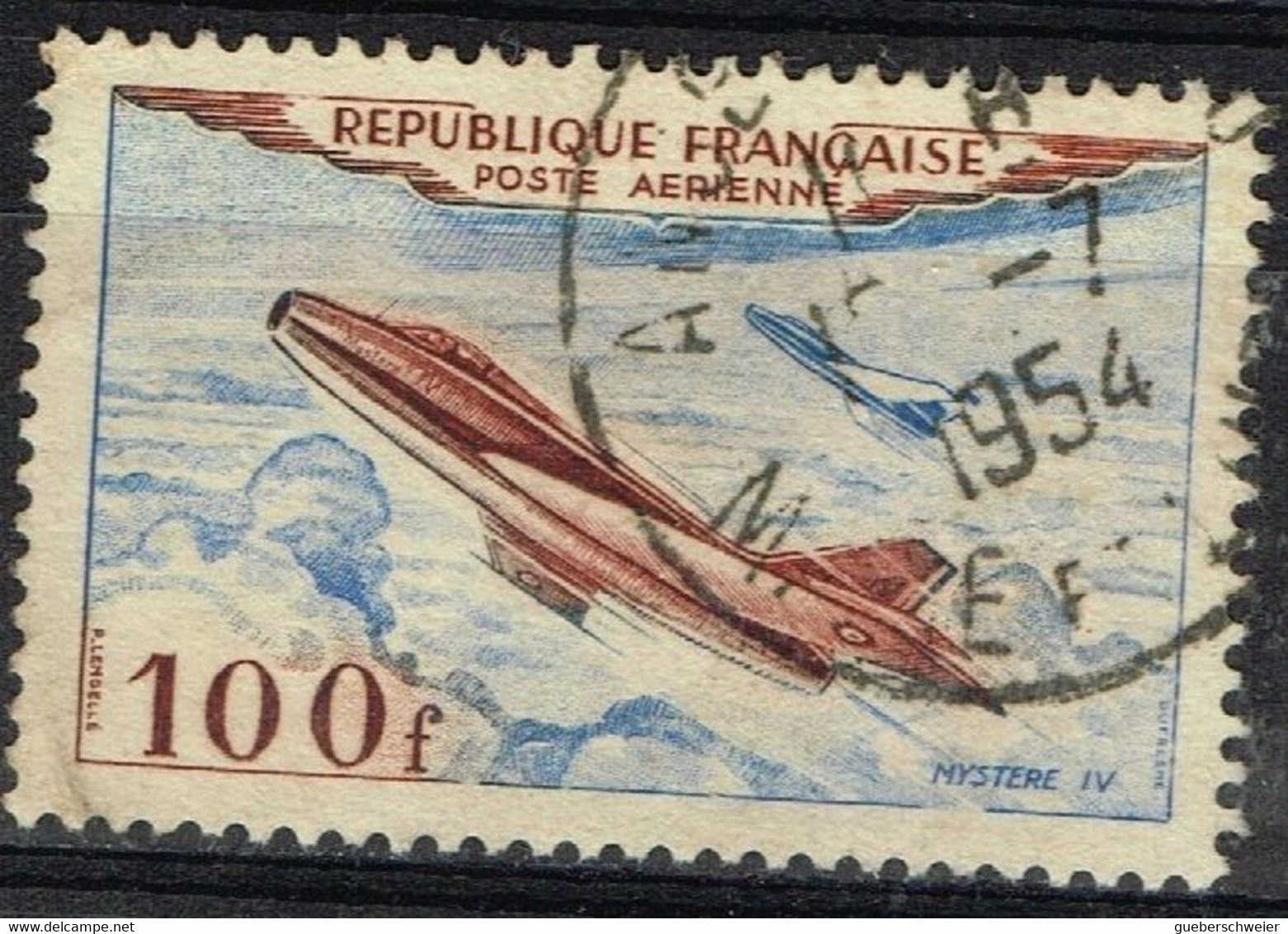 FR VAR 37 - FRANCE PA 30 Obl. Variété Cadre Inférieur Partiellement Effacé - Used Stamps