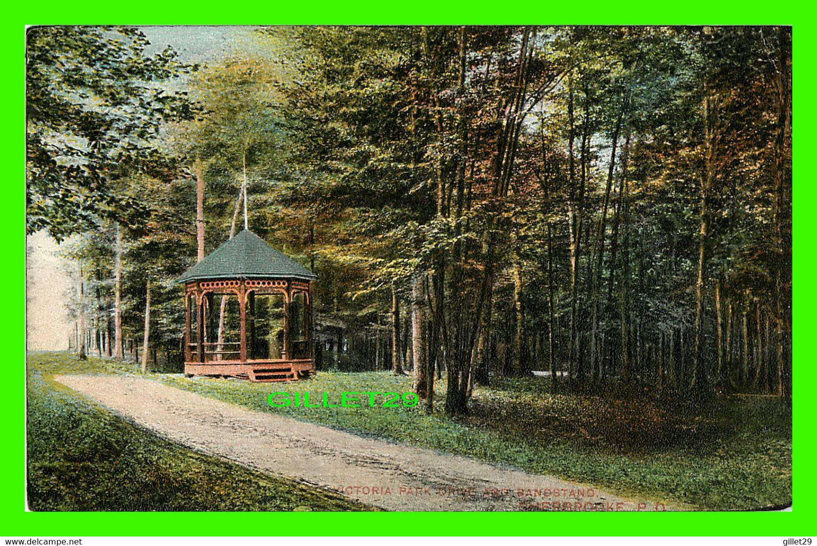 SHERBROOKE, QUÉBEC - VICTORIA PARK DRIVE & BANDSTAND - TRAVEL IN 1909 - E. P. CHARLTON & CO - - Sherbrooke