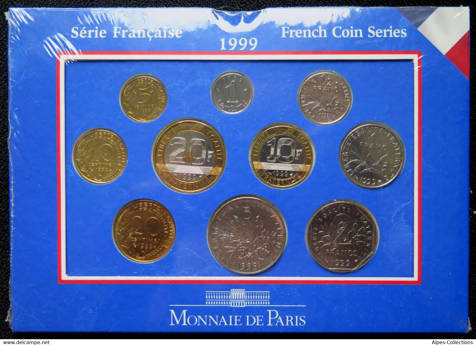 F5200.23 - COFFRET BU - 1999 - 1 Centime à 20 Francs - Sous Blister - BU, Proofs & Presentation Cases