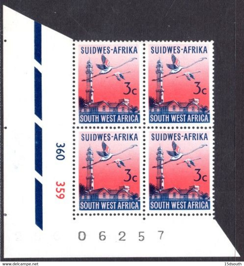 South West Africa - 1973 Definitive 3c Control Block (**) # SG 240 - Flamingos