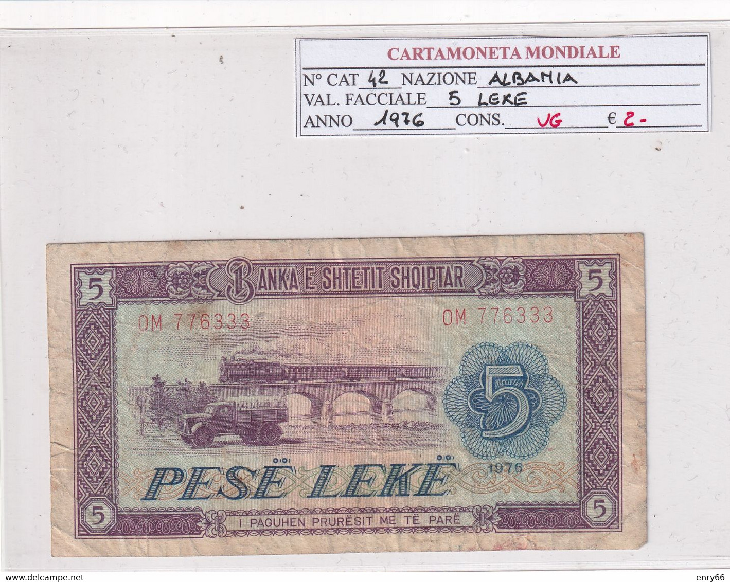 ALBANIA 5 LEKE 1976 P 42 - Albania