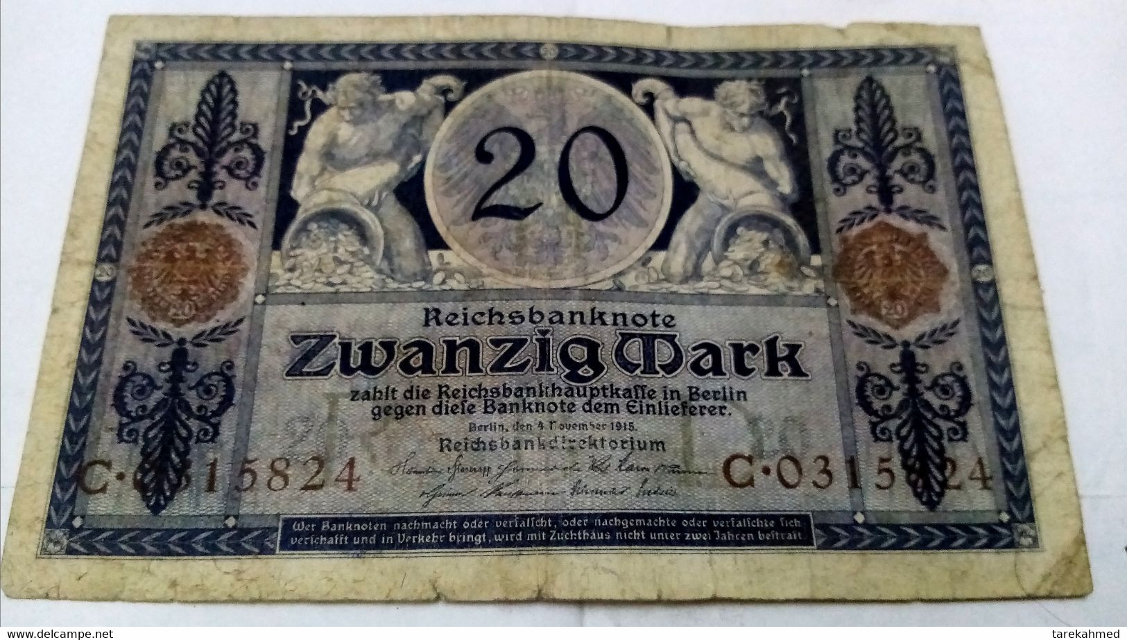 DEUTSCHLAND - ALLEMAGNE - 20 Mark Reichsbanknote - 1915 - P63 - - 20 Mark