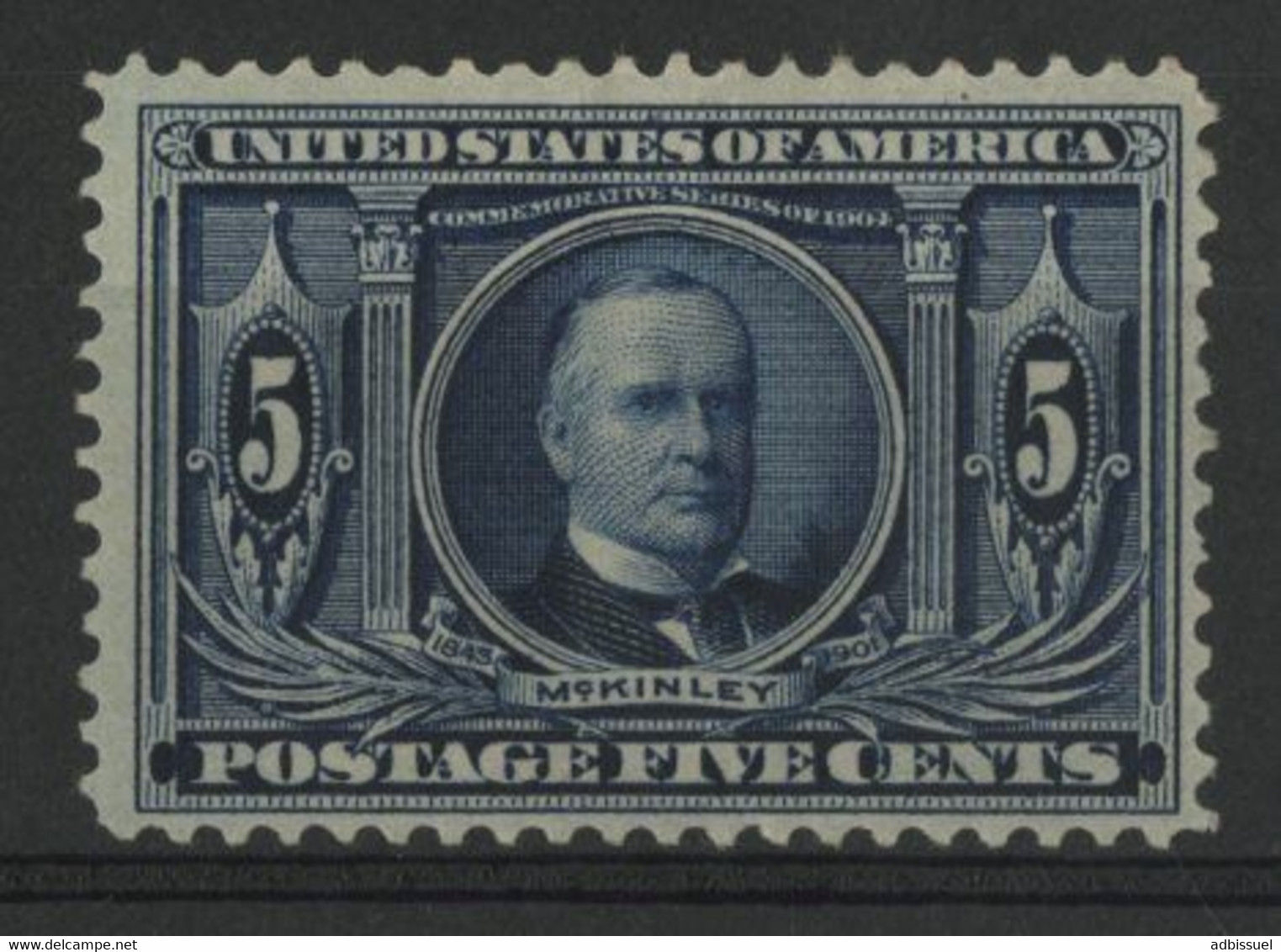 USA N° 162 (SC 326) Cote 110 € "Mac Kinley" Neuf * (MH) 5 C Bleu - Unused Stamps