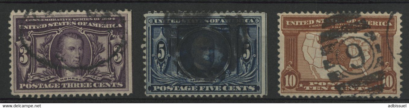 USA N° 161 à 163 (SC 325 326 327) Cote 103,50 € Oblitérés Monroe, Mac Kinley, Et Carte - Usati