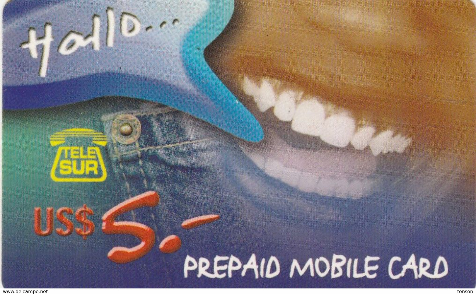 Surinam, SR-TLS-PMC-0017C, $5, GSM, Prepaid Card, Smile (B), 2 Scans    With Barcode And Recycle Logo - Surinam