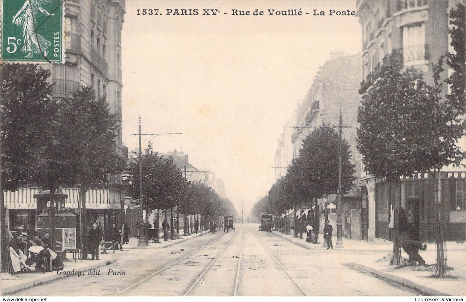 CPA France - Paris XVe - Rue De Vouillée - La Poste - Gondry Edit. Paris - Voie Ferrée Tram - Animée - Voiture - Autres & Non Classés