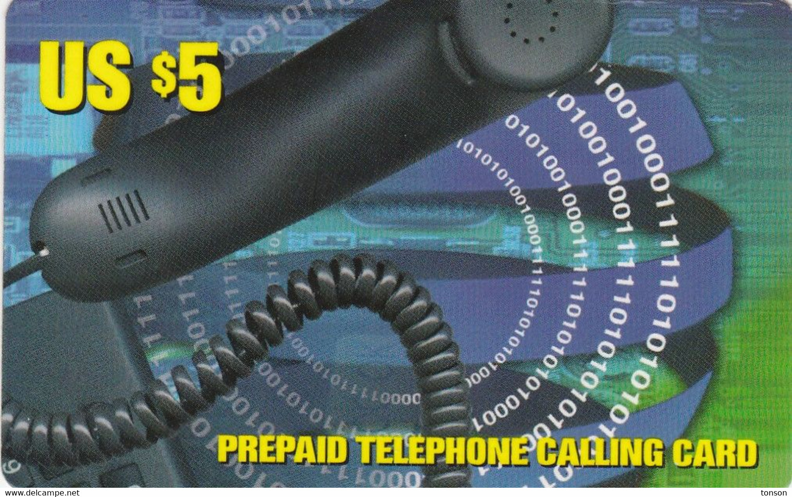 Surinam, $5, Telesur, Prepaid, Phonehandle (B), 2 Scans. - Suriname