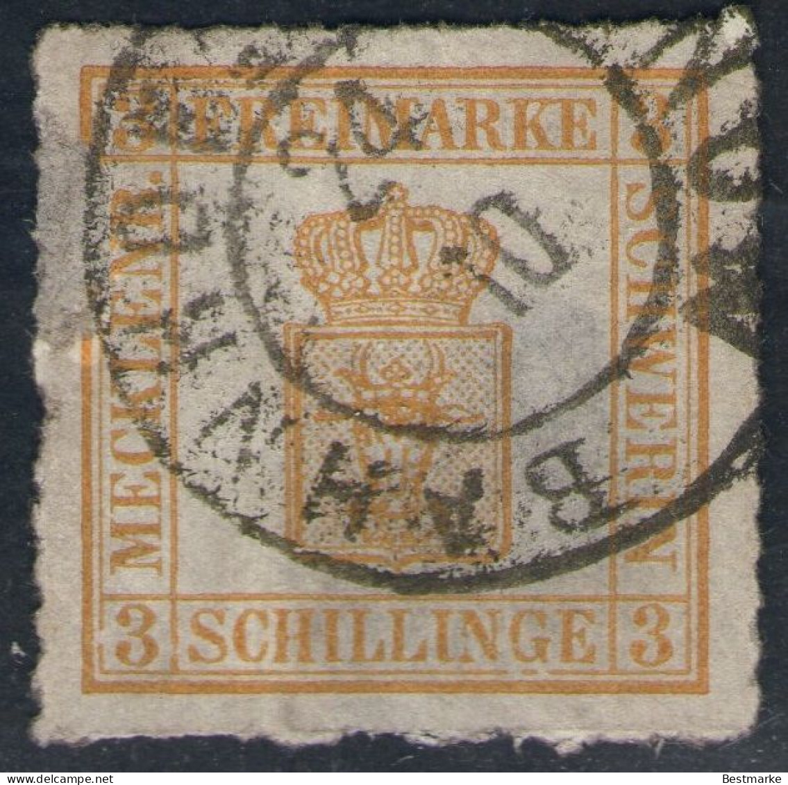 BAHNHOF HAGENOW 24/10 Auf 3 Shilling Gelborange - Schwerin Nr. 7 II PF VI - Mecklenbourg-Schwerin