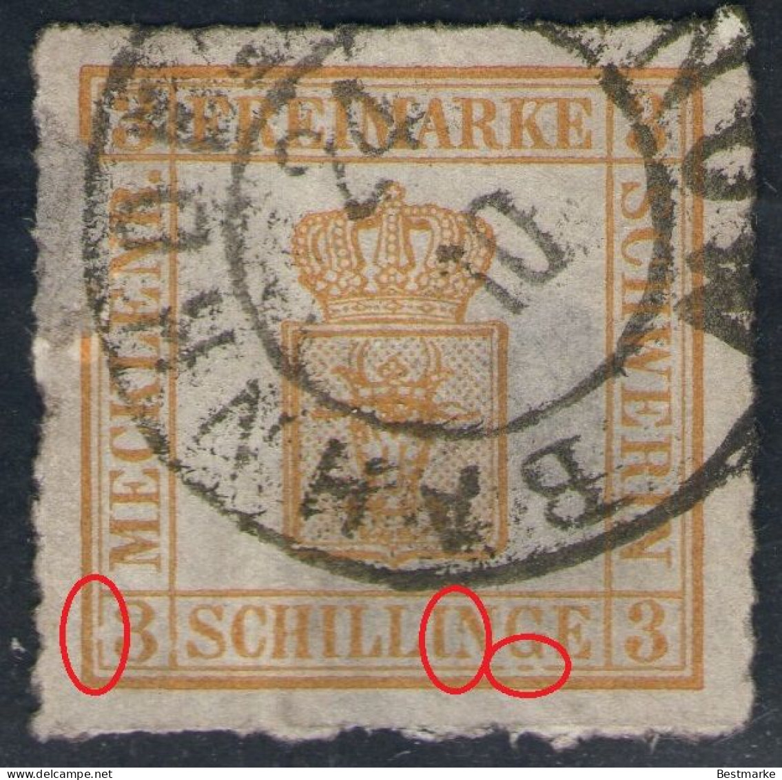 BAHNHOF HAGENOW 24/10 Auf 3 Shilling Gelborange - Schwerin Nr. 7 II PF VI - Mecklenburg-Schwerin