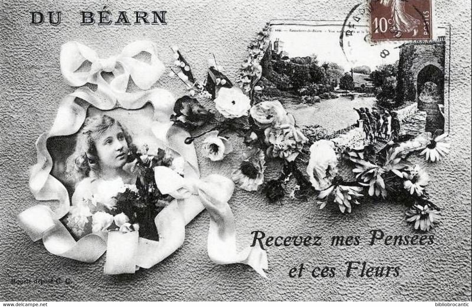 D64 - DU BEARN,  RECEVEZ MES PENSEES ET CES FLEURS  + Vue De SAUVETERRE DE BEARN - Bearn