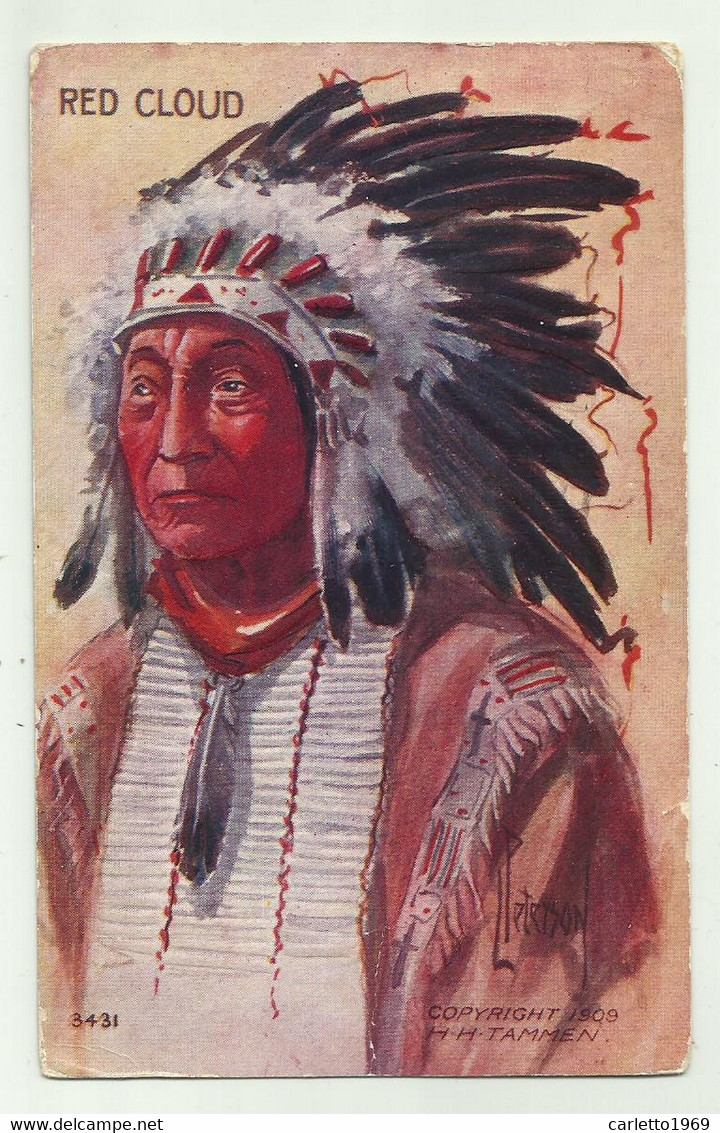 RED CLOUD   ILLUSTRATA PETERSON 1918  GOFFRATA - VIAGGIATA FP - Indios De América Del Norte