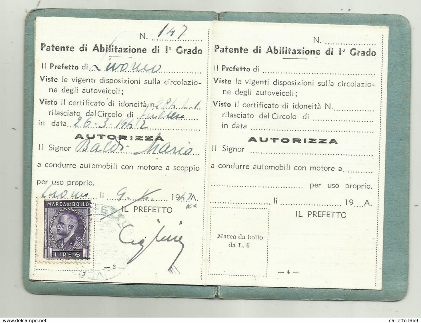 PATENTE DI ABILITAZIONE DI 1 GRADO FIRENZE 1920 - Historical Documents