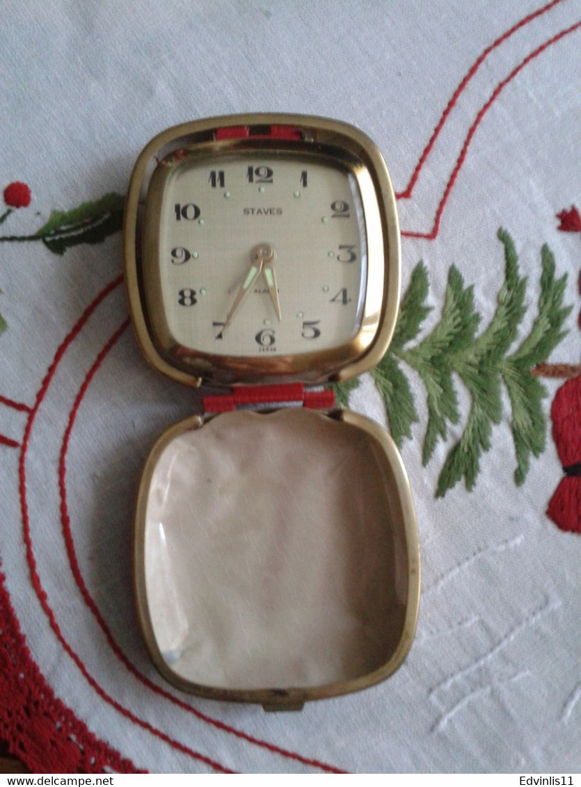 Vintage Staves Traveling Pocket Alarm Watch Japan Working - Alarm Clocks