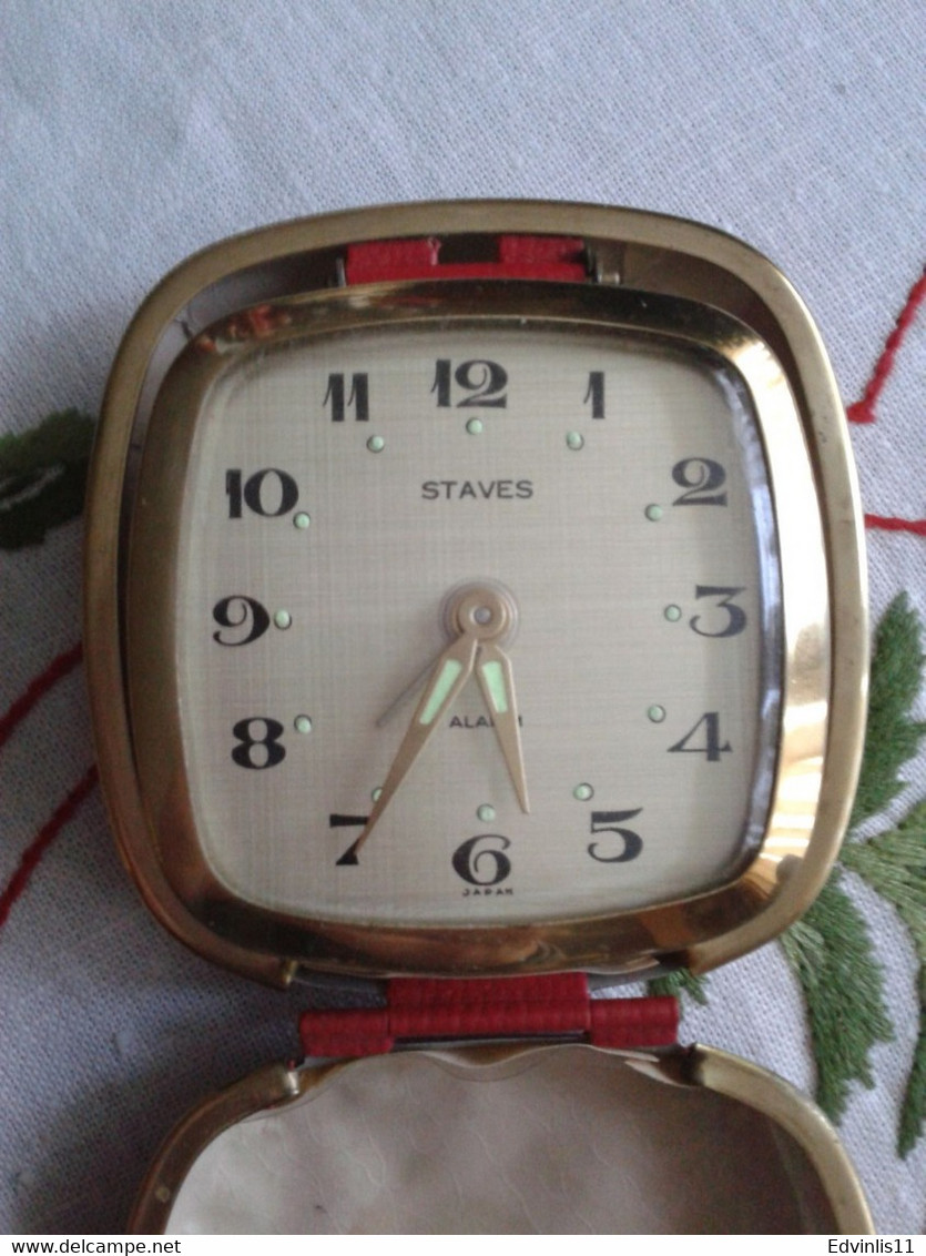 Vintage Staves Traveling Pocket Alarm Watch Japan Working - Alarm Clocks