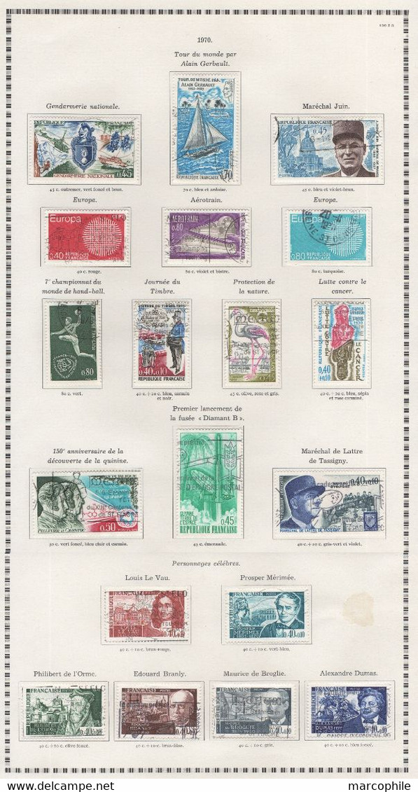 FRANCE / 1970 A 1974 - 5  ANNEES  COMPLETES OBLITEREES DU # 1621  AU 1829 / COTE 111.00 € / 9 IMAGES (ref  7300) - 1970-1979