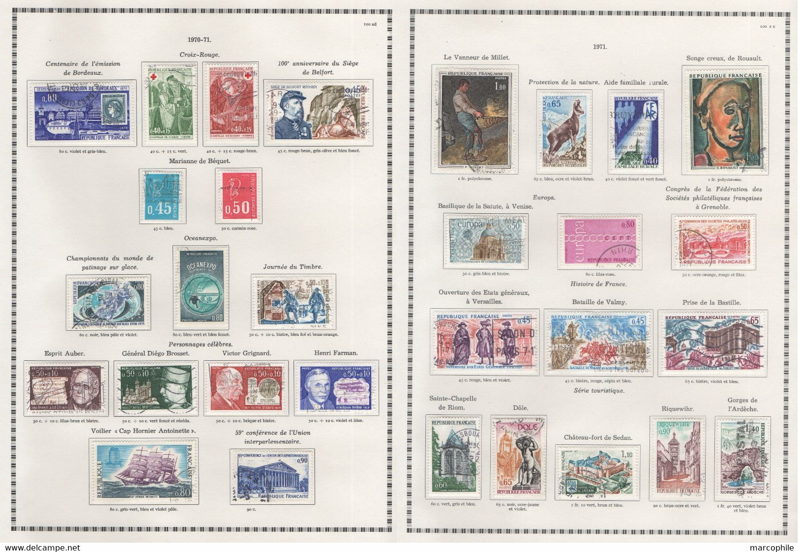 FRANCE / 1970 A 1974 - 5  ANNEES  COMPLETES OBLITEREES DU # 1621  AU 1829 / COTE 111.00 € / 9 IMAGES (ref  7300) - 1970-1979