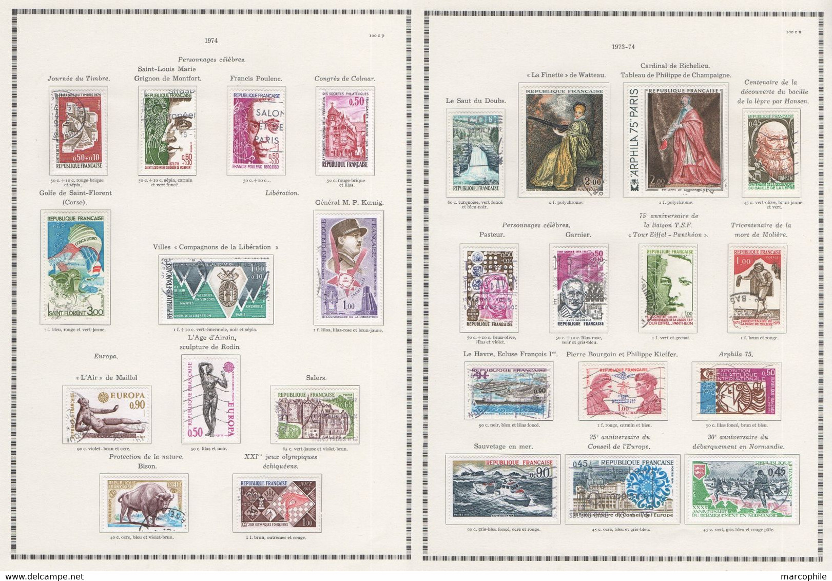 FRANCE / 1970 A 1974 - 5  ANNEES  COMPLETES OBLITEREES DU # 1621  AU 1829 / COTE 111.00 € / 9 IMAGES (ref  7300)