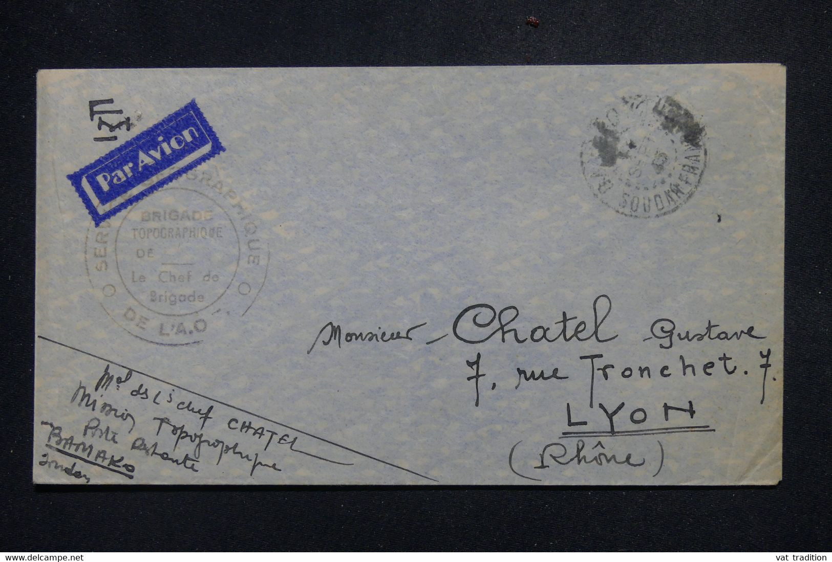 SOUDAN - Enveloppe De Bamako En Fm Par Avion Pour Lyon En 1945 - L 136059 - Storia Postale