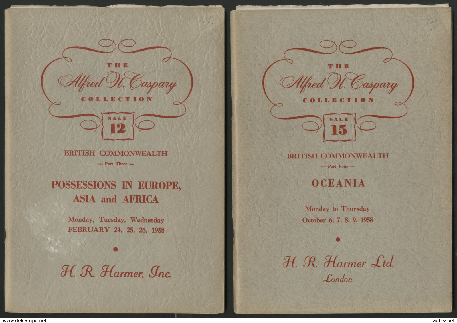 4 CATALOGUES DES CELEBRES VENTES CASPARY FOUR CATALOGS OF FAMOUS CARPARY SALES 1956 - 1958 - Philately And Postal History