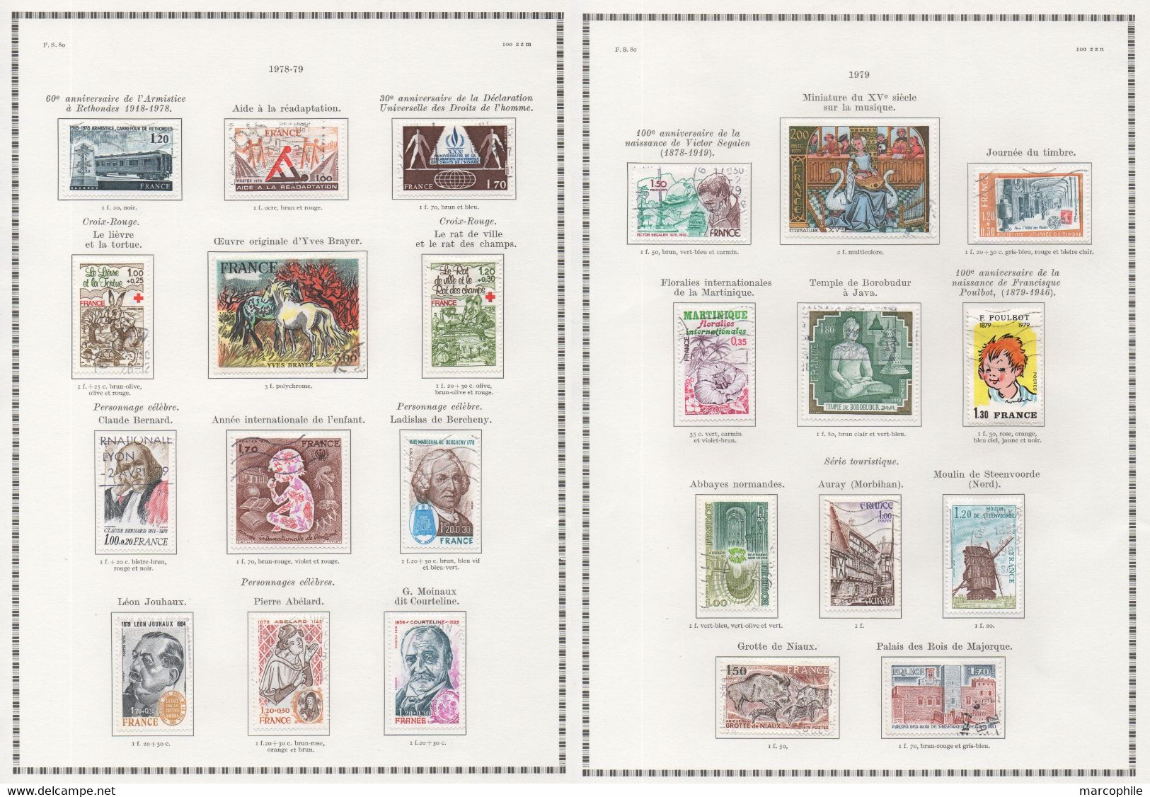 FRANCE / 1975 A 1979 - 5  ANNEES  COMPLETES OBLITEREES DU # 1830  AU 2072 / COTE 157.00 € / 12 IMAGES (ref  7302)