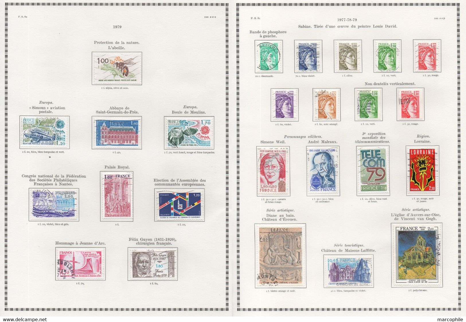 FRANCE / 1975 A 1979 - 5  ANNEES  COMPLETES OBLITEREES DU # 1830  AU 2072 / COTE 157.00 € / 12 IMAGES (ref  7302)