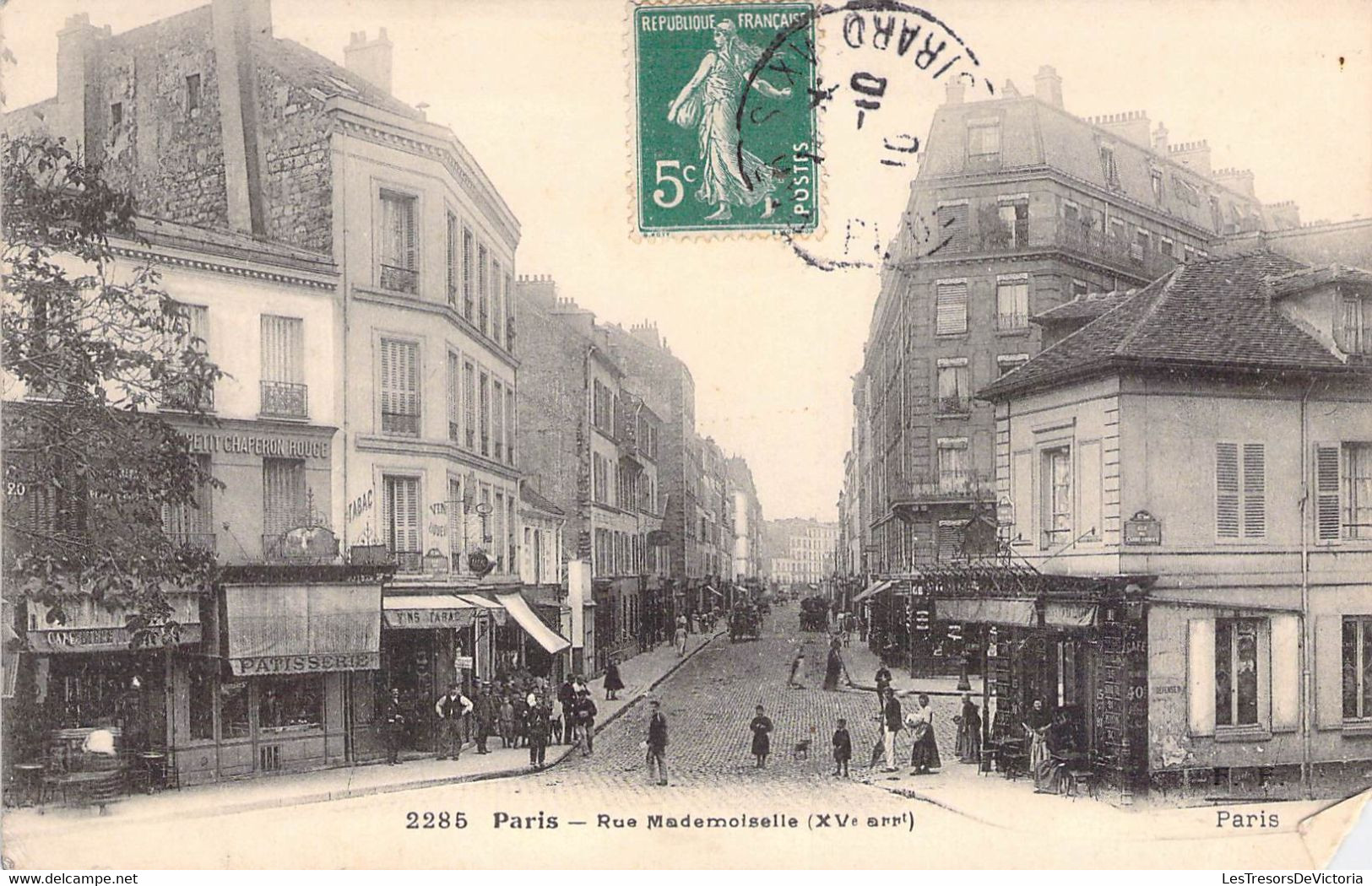 CPA France - Paris - Rue Mademoiselle - XVe Arrt - Oblitérée 1910 Oise - Animée - Carrefour - Croissement - Autres & Non Classés